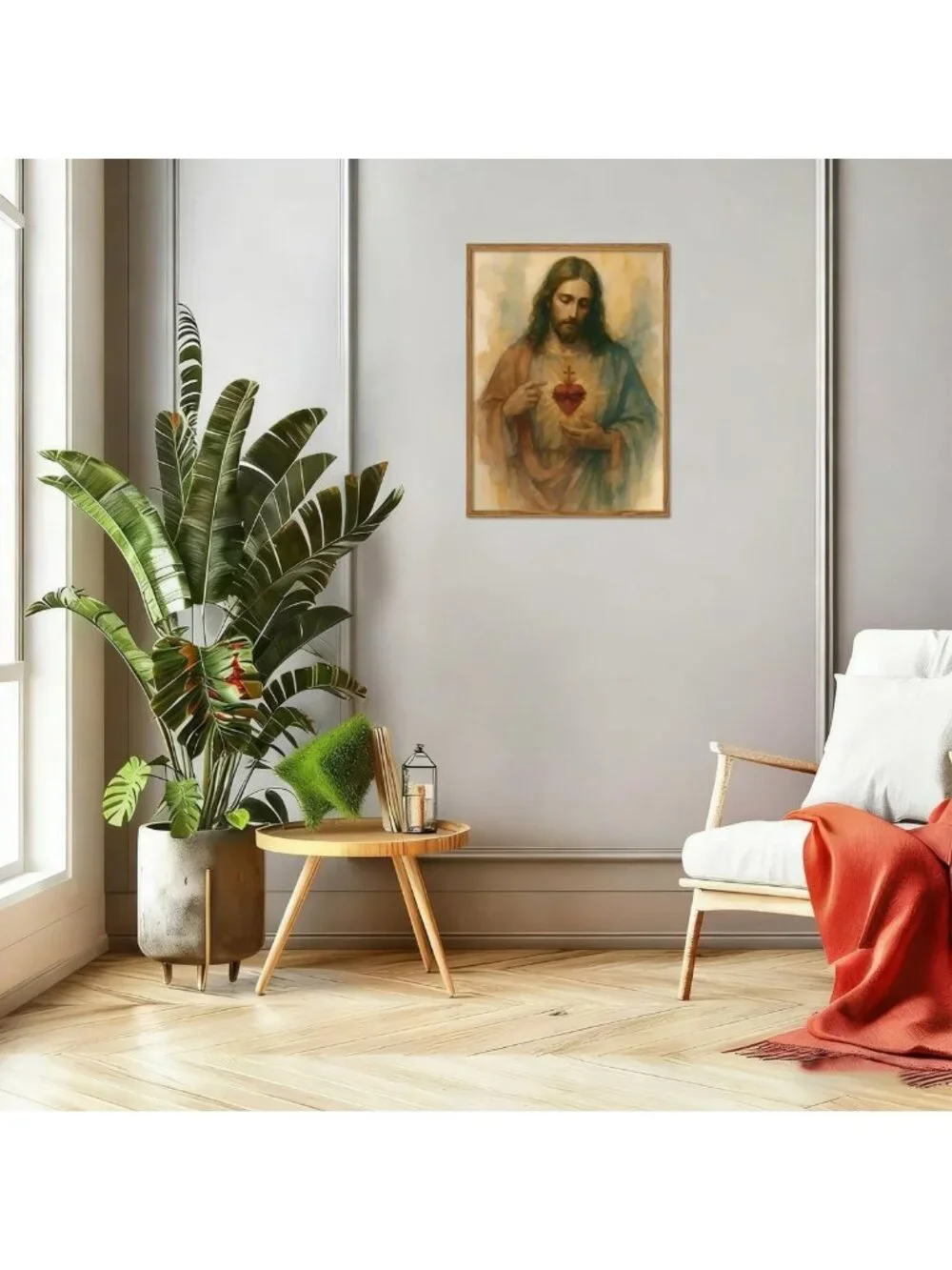 Sacred Heart of Jesus Wall Art - Christian Canvas Print for Home Decor 12x16